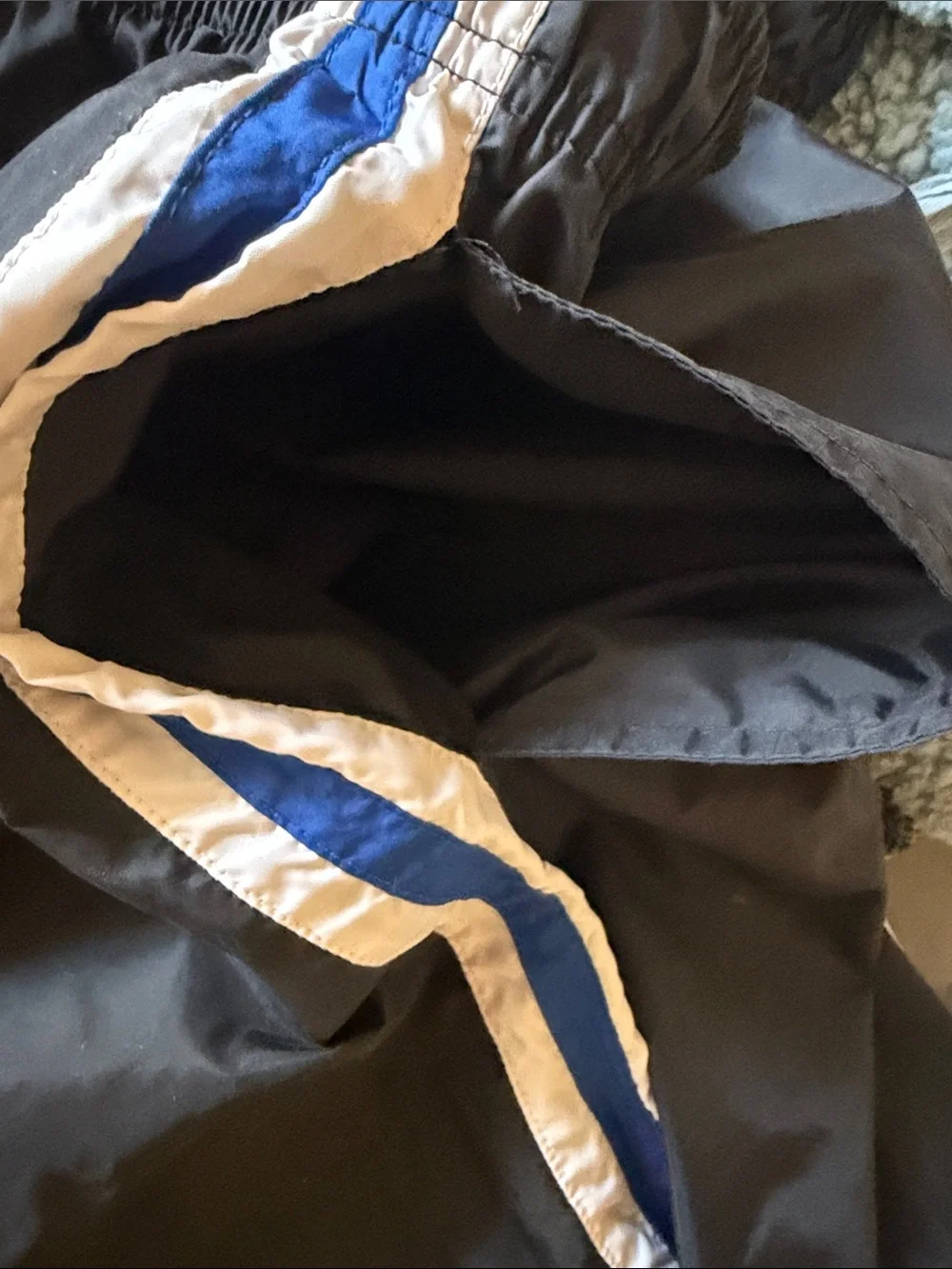 Nike Black Joggers with Blue & White Side Stripes Back Bottom Zippers and Ties